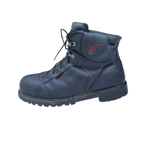 Red Wing 971 Mens Steel Toe Black Leather Work Boots Vibram Sole Size 12 D